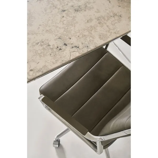 Vipp 455 Fauteuil pivotant avec roulettes poli/cuir Bosco