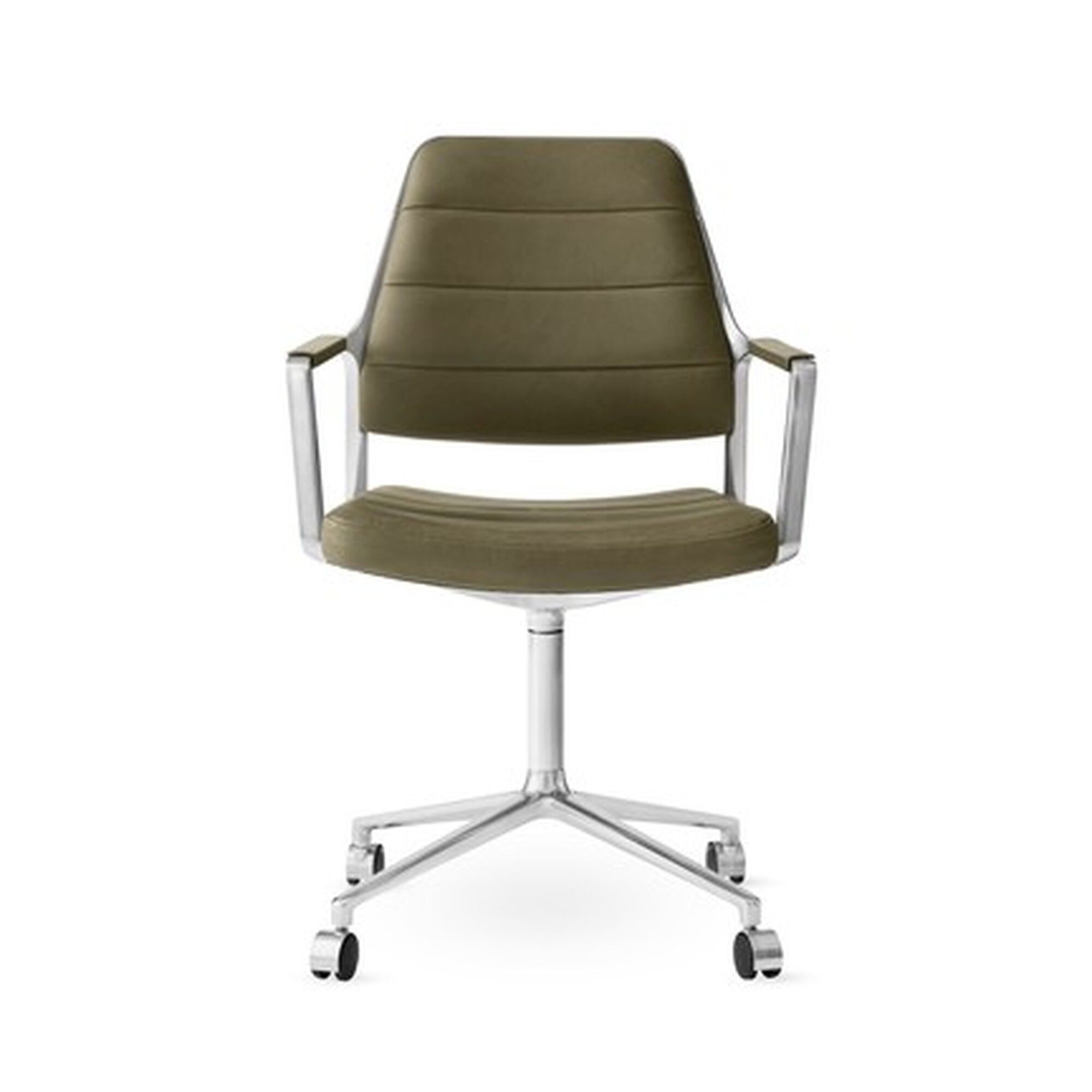 Vipp 455 Fauteuil pivotant avec roulettes poli/cuir Bosco