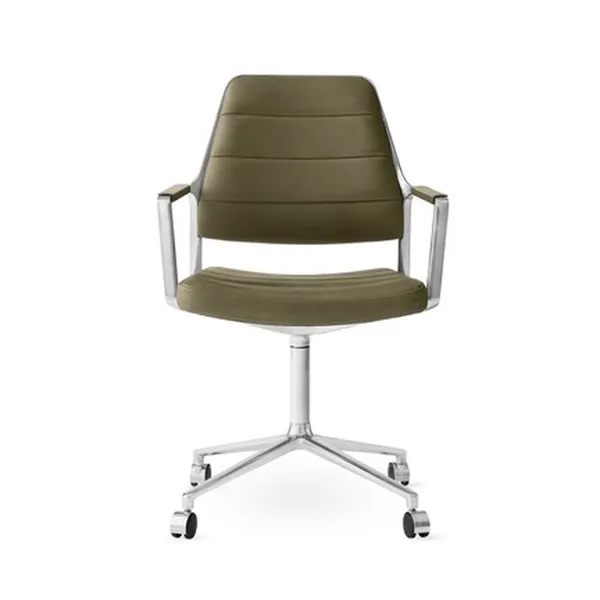 Vipp 455 Fauteuil pivotant avec roulettes poli/cuir Bosco