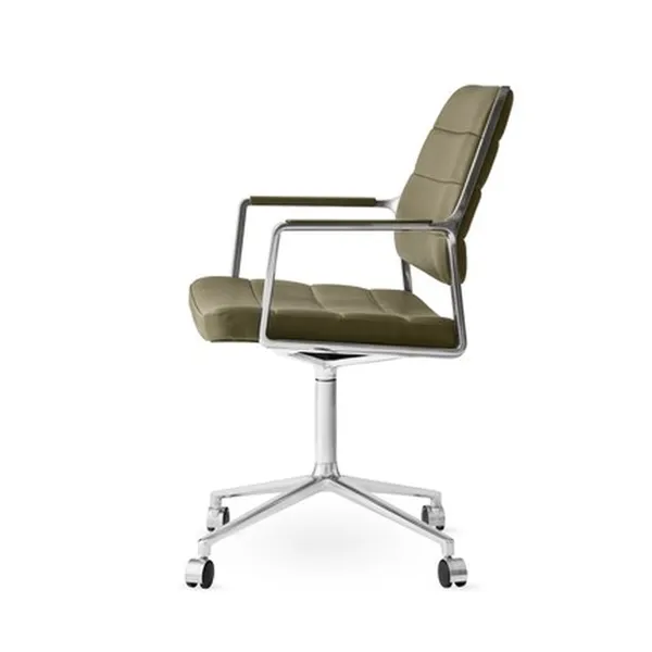 Vipp 455 Fauteuil pivotant avec roulettes poli/cuir Bosco