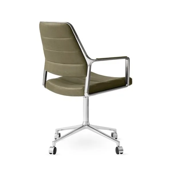 Vipp 455 Fauteuil pivotant avec roulettes poli/cuir Bosco