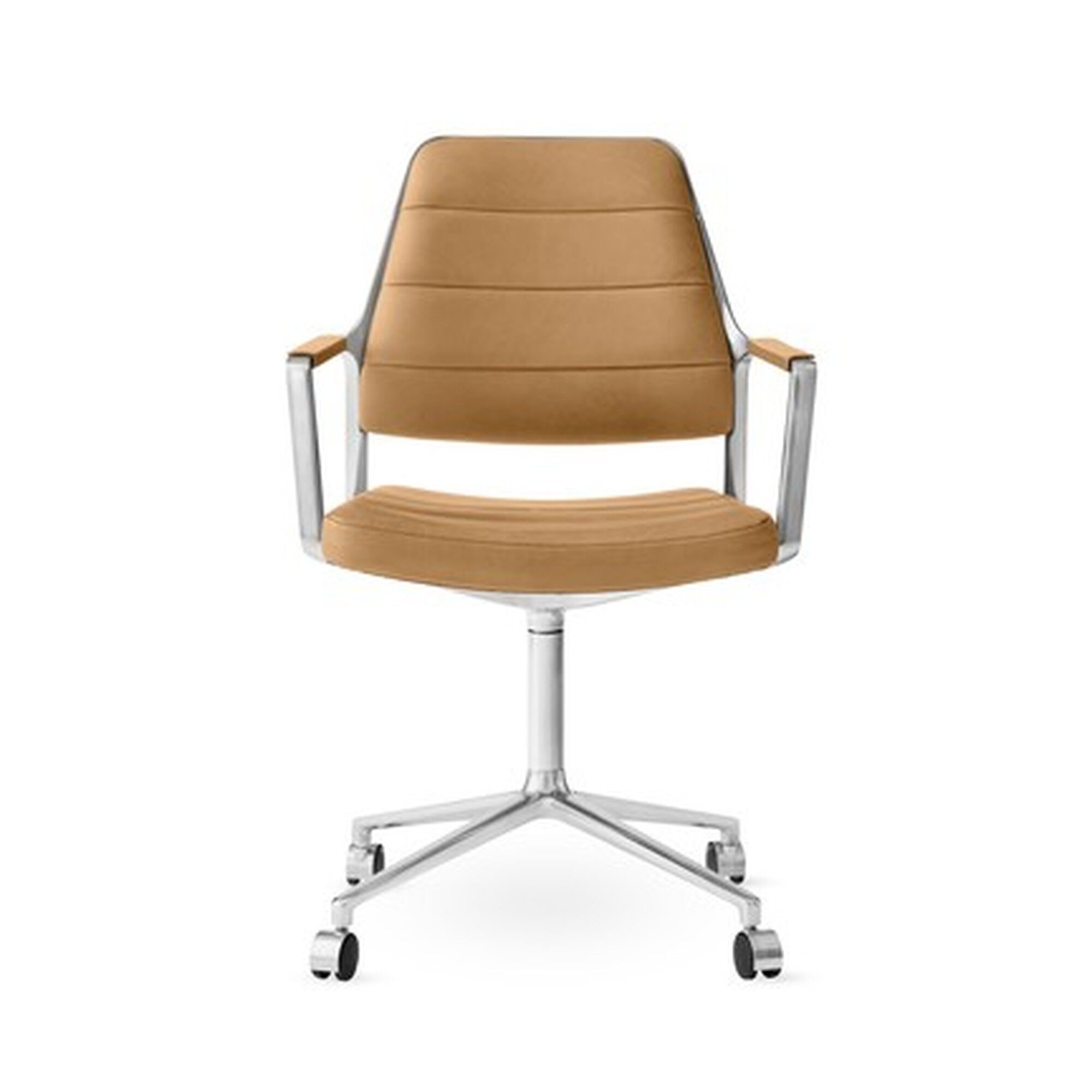 Vipp 455 Fauteuil Pivotant Avec Roulettes Cuir Poli/Camel