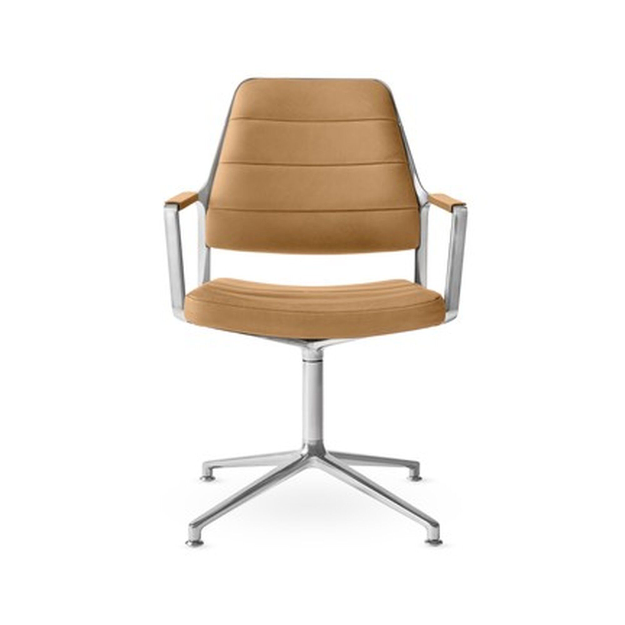 Vipp 455 Fauteuil pivotant avec patins cuir poli/camel