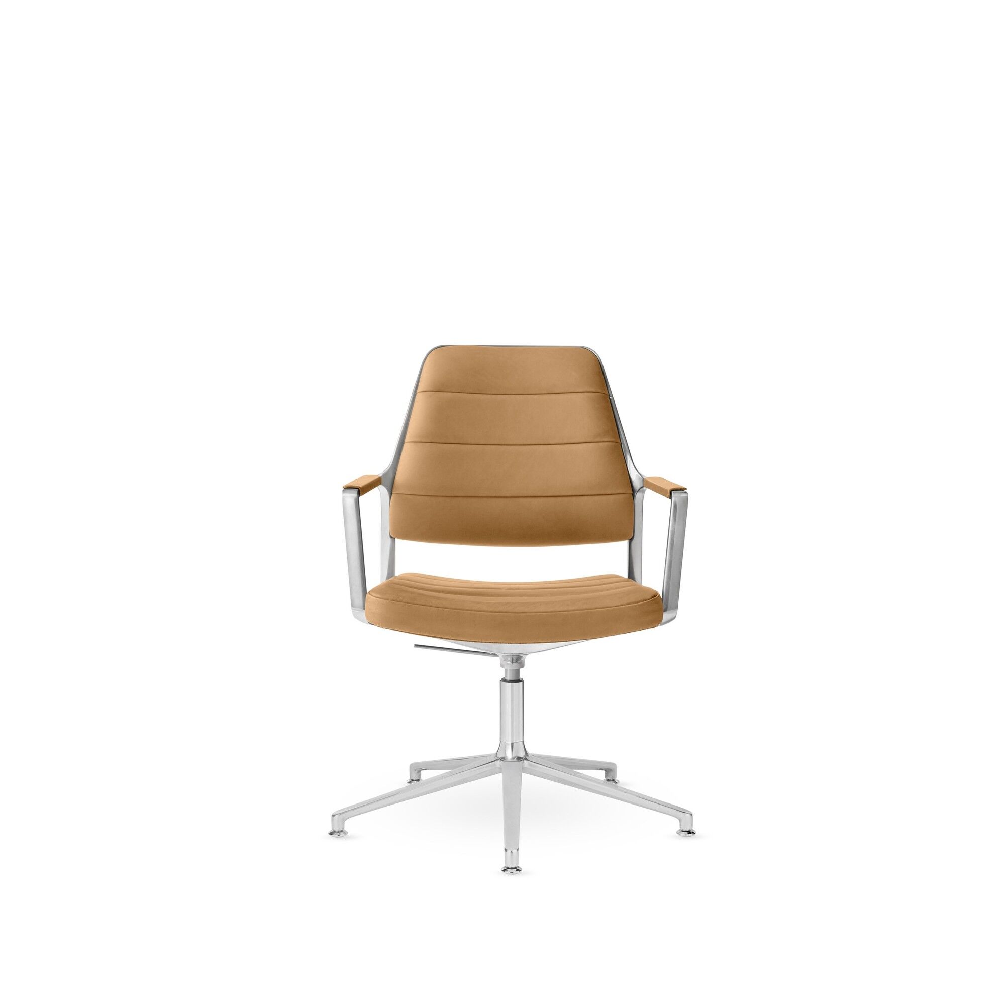 Vipp 455+ Fauteuil pivotant avec glisseurs cuir poli/camel