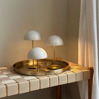 Along Mini draagbare tafellamp LED, set van 3 stuks met dienblad, beige/messing