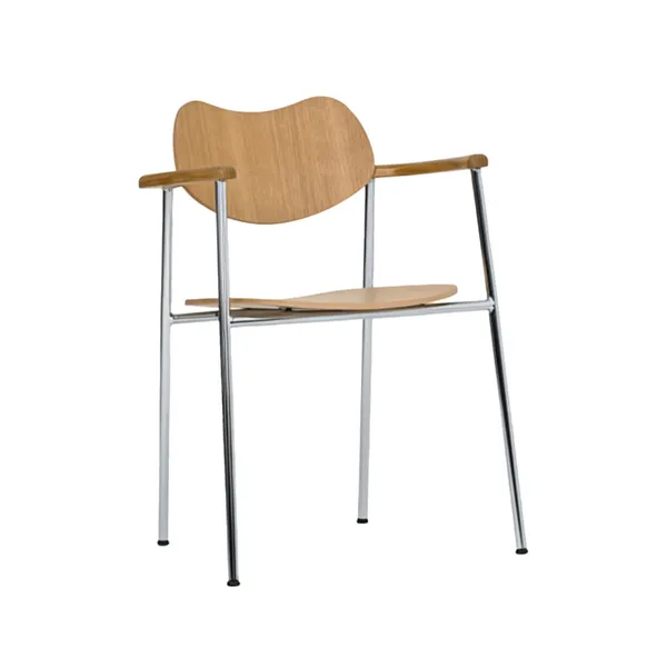 Regatta Steel Chair Oiled Oak/Chrome Legs