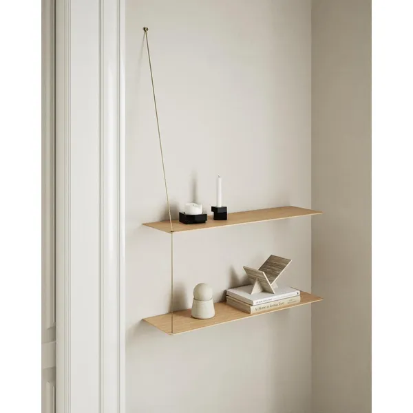 Stedge 2.0 Shelf 60 cm White Pigmented Oak/Brass