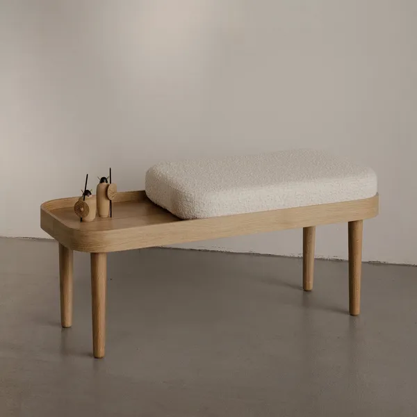 Serena Bench Natural Oak/White Bouclé