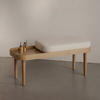 Serena Bench Natural Oak/White Bouclé