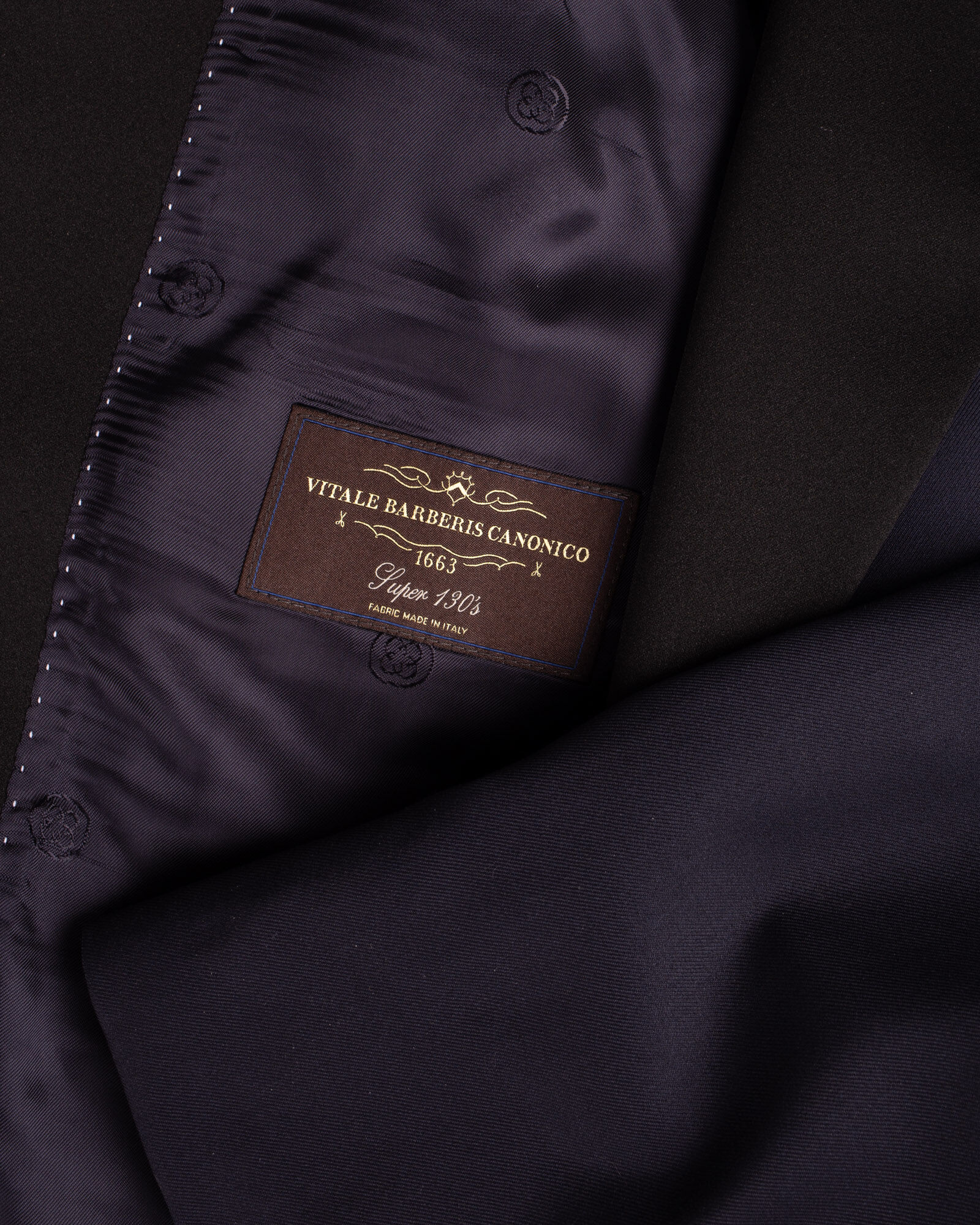 Navy tuxedo label