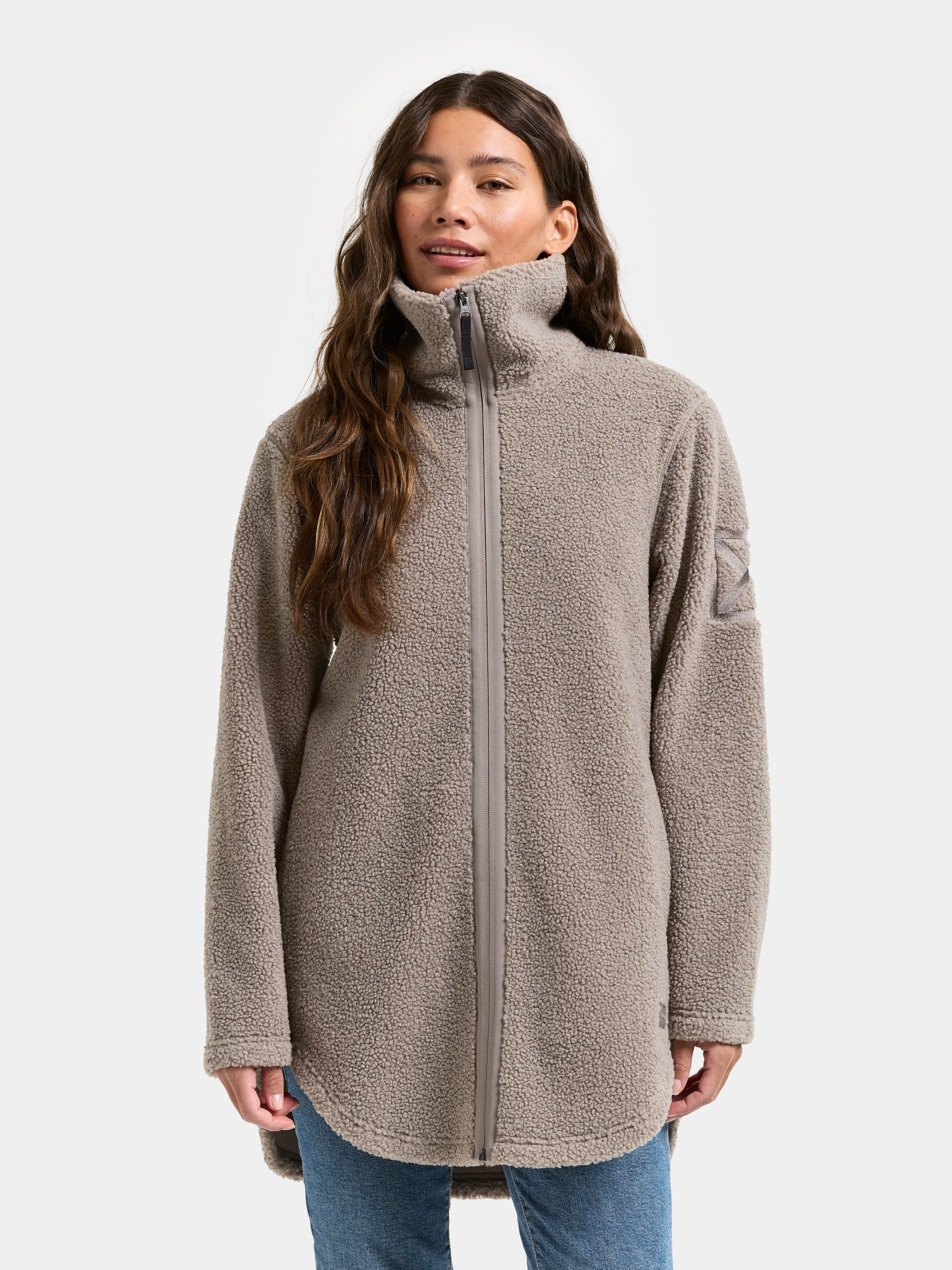 Didriksons UMI Full-Zip Jumper for Women, Ash Brown, Size 40 - Didriksons