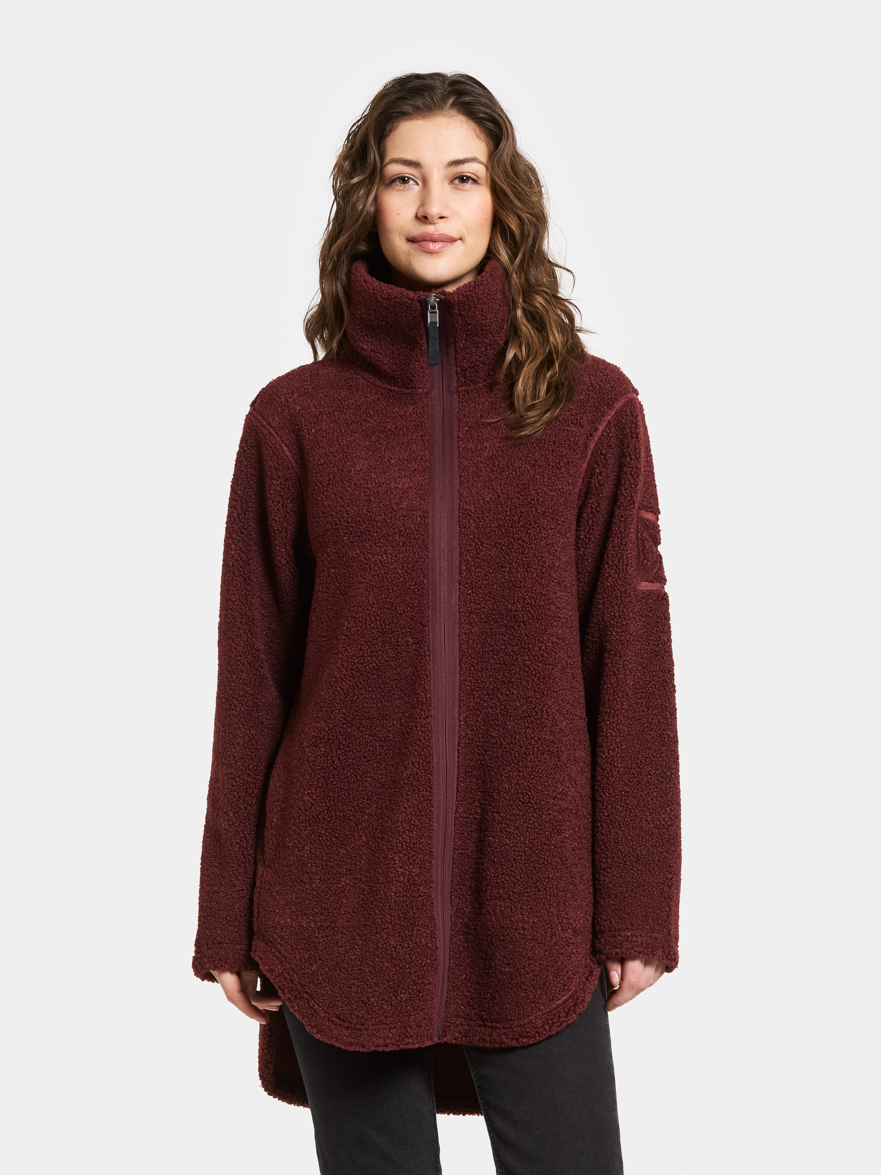 UMI Full-Zip - Old rust - Women's Long Pile Fleece - Red - Size: 34 - Didriksons
