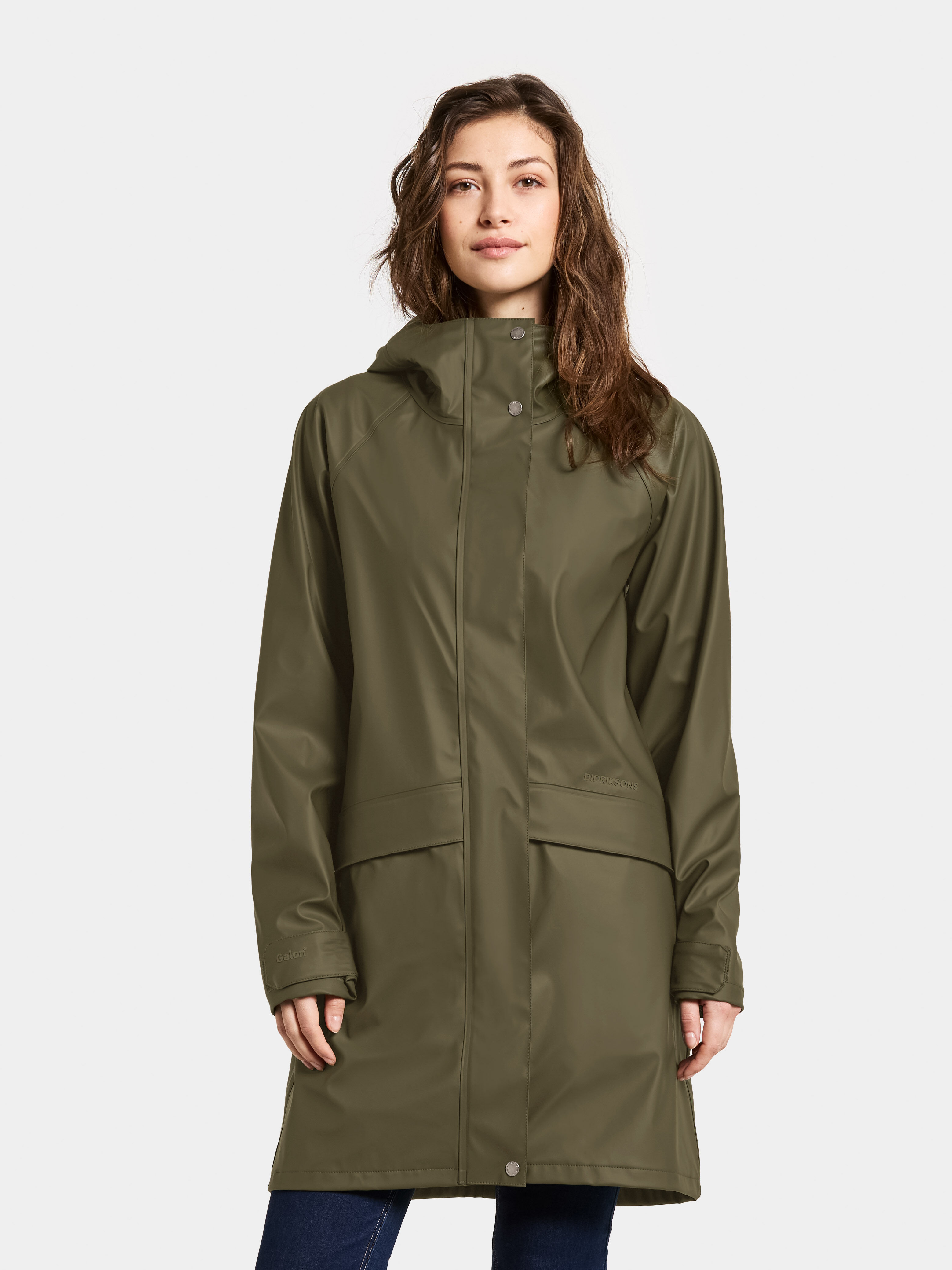 Elly Parka Galon - Fog Green - Dame - Regnjakke - Grønn - Størrelse: 44 - Didriksons