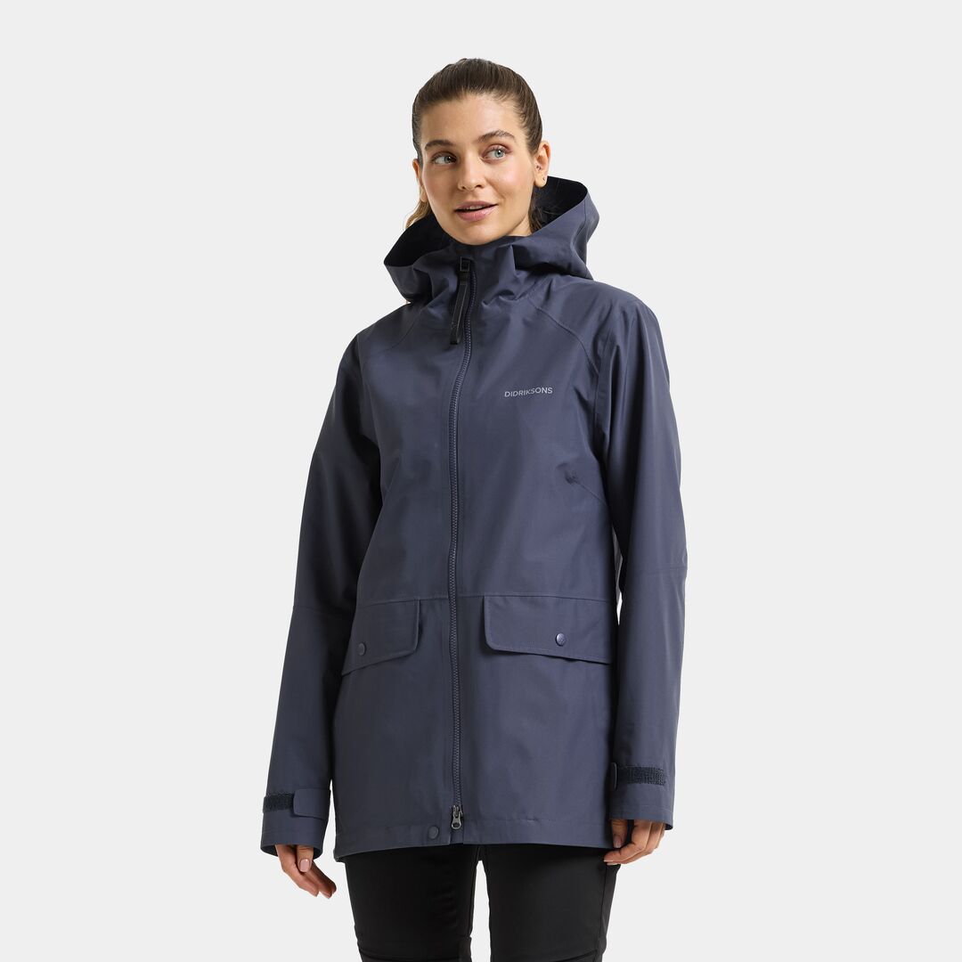 Didriksons Gila Parka for Women, Sleepy Blue, Size 40, Water-Resistant and Windproof - Didriksons