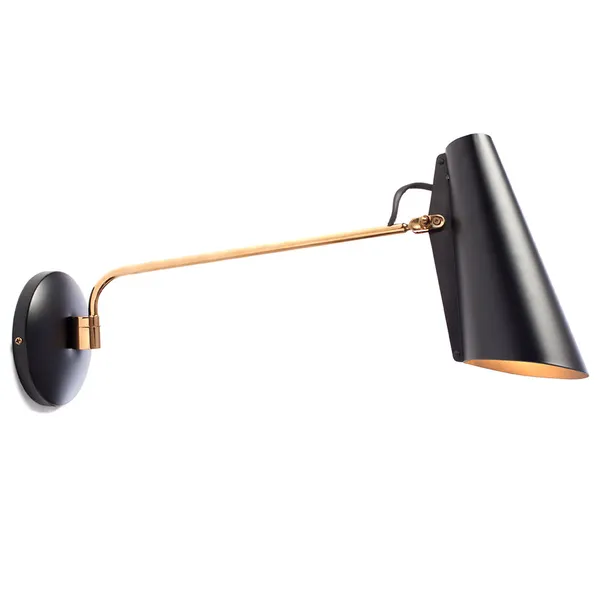 Birdy Swing Vegglampe Sort/Messing