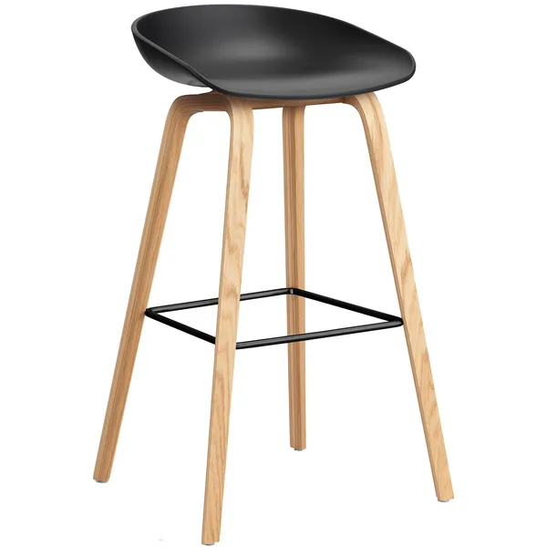 AAS 32 2.0 Barstol 75 cm Lakeret Eg / Sort/Sort