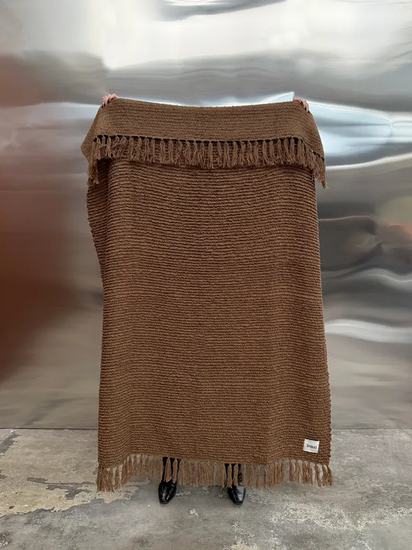 Janzen Wool Plaid Bouclé 130x170 cm Brown