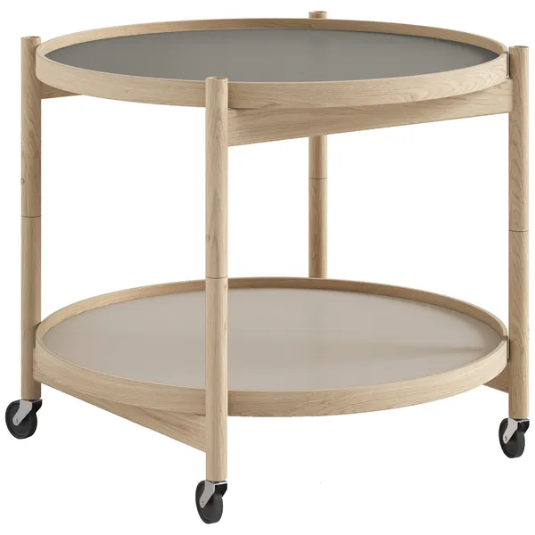 Bølling Tarjoilupöytä Ø60 cm Käsittelemätön Tammi / Kivi