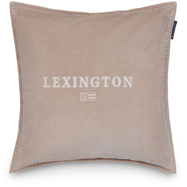 Logo Organic Cotton Velvet Tyynynpäällinen 50x50 cm Valkoinen / Beige