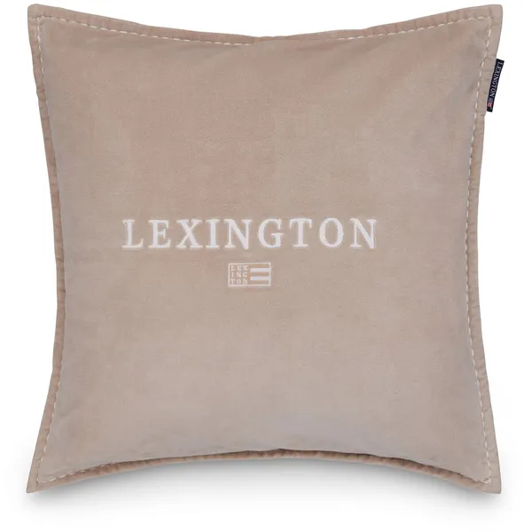 Logo Organic Cotton Velvet Tyynynpäällinen 50x50 cm Valkoinen / Beige