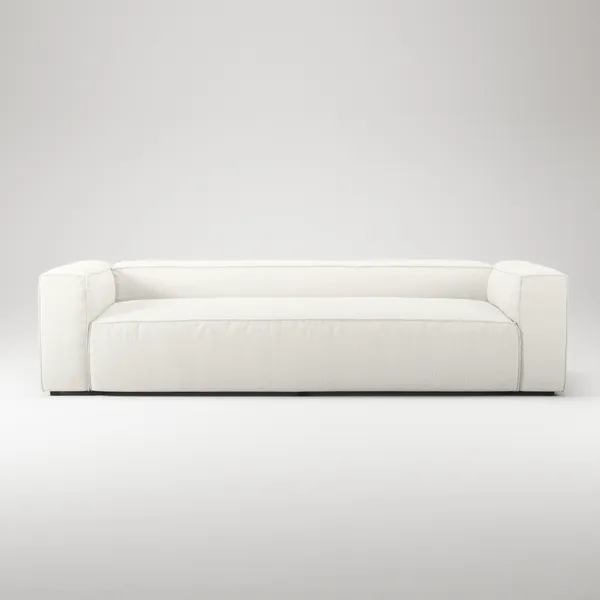 Grand 3-Sitssoffa Bouclétyg Steam White