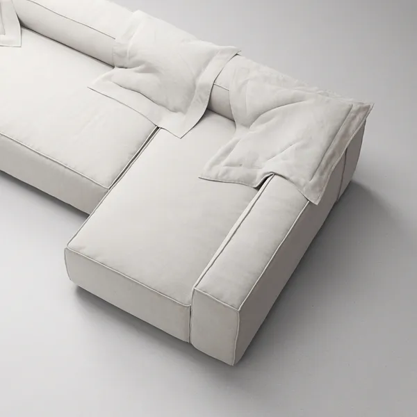 Grand 4-Seter Sofa Divan Høyre med Lenestol Moon White