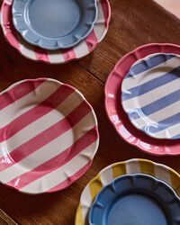 Stripe Assiett 22 cm Blå