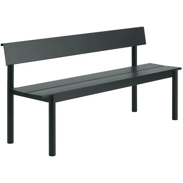 Linear Bænk Med Rygstøtte 170 cm Sort