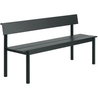 Linear Bænk Med Rygstøtte 170 cm Sort