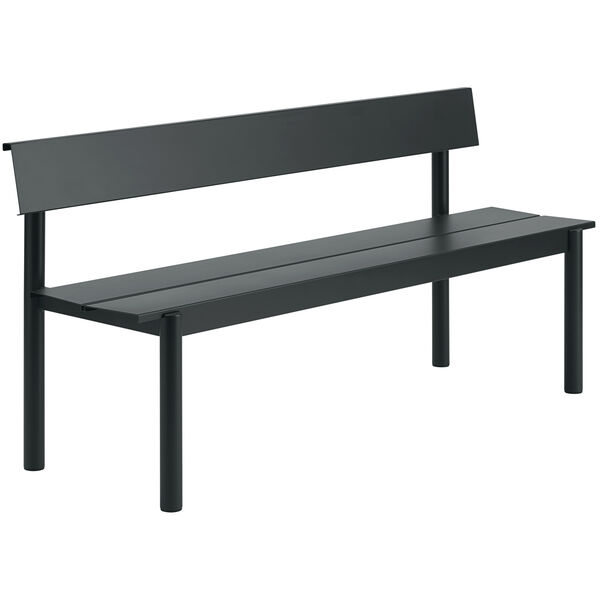 Linear Benk Med Ryggstøtte 170 cm Sort