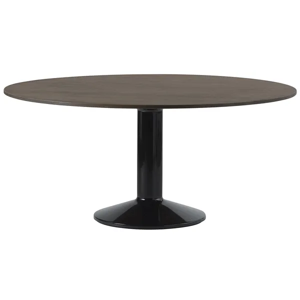 Midst Matbord Ø160 cm Mörkoljad Ek / Svart