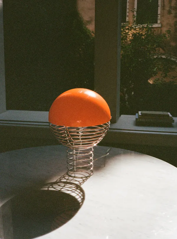 Wire Bordslampa 30 cm Krom / Orange