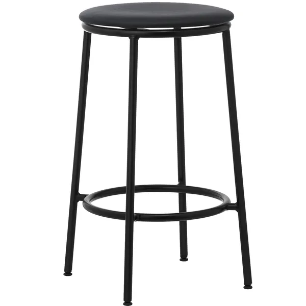 Circa Barstool 65 cm Black Steel Barstol Skum Black Leather