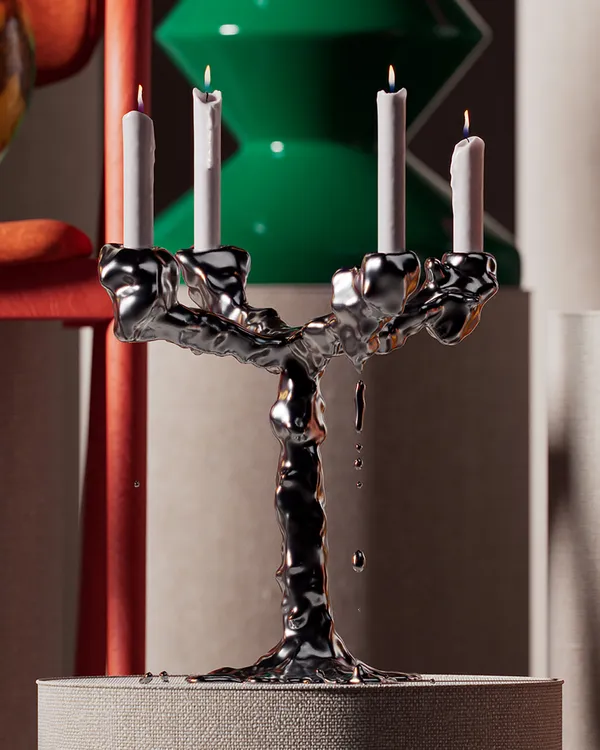 Drip Ljusstake 4 Armar Silver