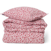 Flower Printed Cotton Sateen Bäddset Vit / Röd 220x220 cm
