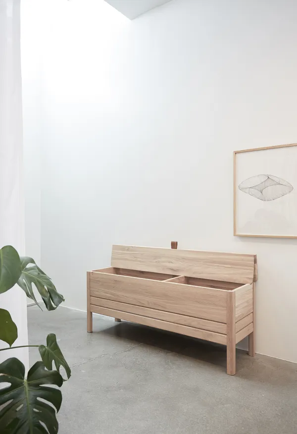 A Line Förvaringsbänk 111 cm Vit Ek