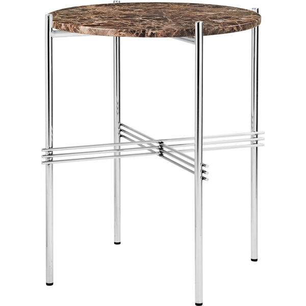 TS Sidobord 40 cm Polerat Stål / Brun Emperadormarmor