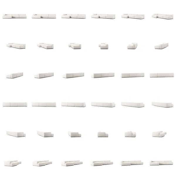 Grand 5-Sitssoffa schäslong Vänster Bouclétyg Steam White