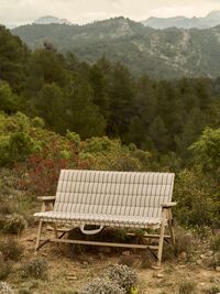 Outdoor Market Folding Sofa Beige With Red Stripe