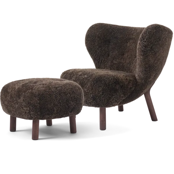 Little Petra VB1 Lounge Chair Set Sheepskin Espresso / Dark Stained Oak