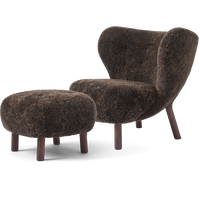 Little Petra VB1 Lounge Chair Set Sheepskin Espresso / Dark Stained Oak
