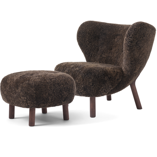 Little Petra VB1 Lounge Chair Set Sheepskin Espresso / Dark Stained Oak