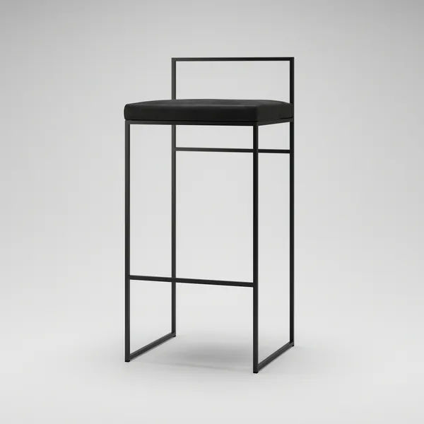 Barstol med Rygstøtte 90 cm Sort / Sort Fløjl