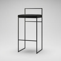 Barstol med Rygstøtte 90 cm Sort / Sort Fløjl