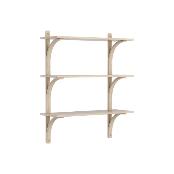 Levi Vägghylla 90 cm Medium Mässing / Vitpigmenterad Ek