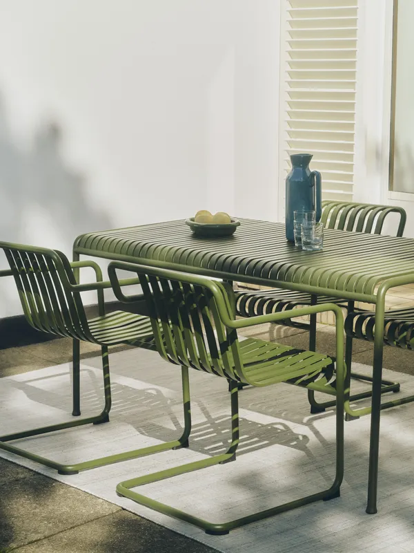 Palissade Cantilever Armchair Olive powder coated steel