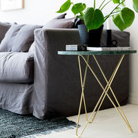 Tall Mini O Table Sidobord Ø50 cm Mässing/Vit marmor