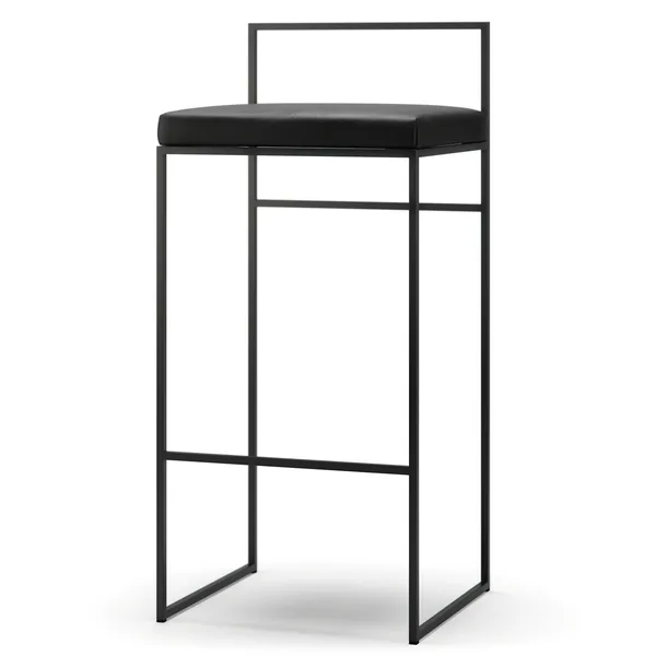 Barstol med Rygstøtte 90 cm Sort / Sort Læder
