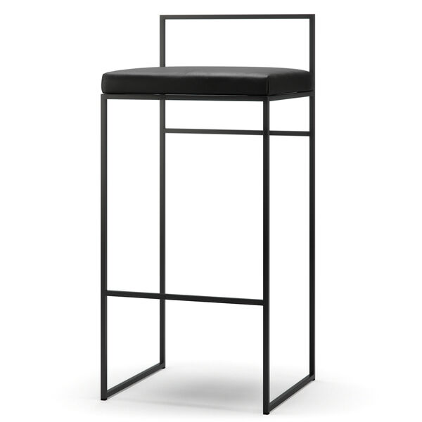 Baarijakkara Selkänojalla 90 cm Musta / Musta Nahka