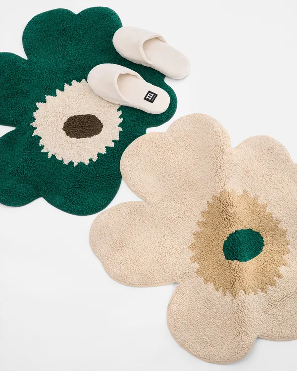 Unikko Kylpymatto 73X74 cm Hiekanvärinen / Emerald